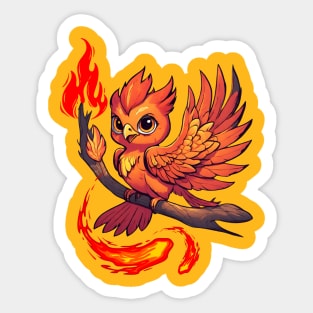 little phoenix bird on fire Sticker